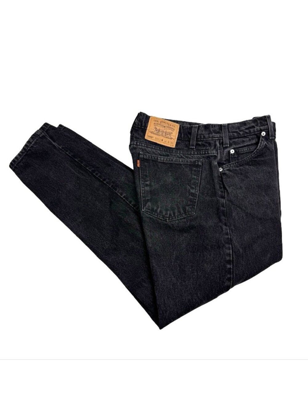 VTG Levi's Mens 550 Orange Tab Relaxed Fit Tapered Leg Jeans Black • USA • 36x30